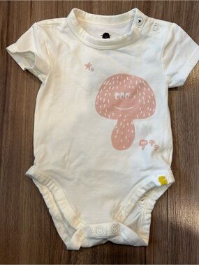 Rise Little Earthling Onesie Bodysuit Mushroom White
